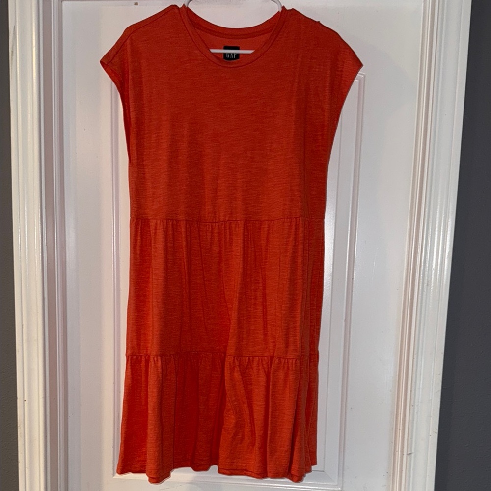 GAP Orange Casual Tiered Sundress with Crew Neck